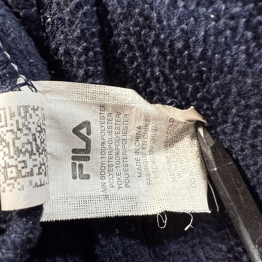 Fila Jacket Mens M Navy Blue Full Zip Fleece Cozy Warm Winter Pockets - Picture 13 of 14